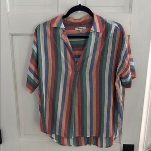 Madewell Striped Short Sleeve Blouse